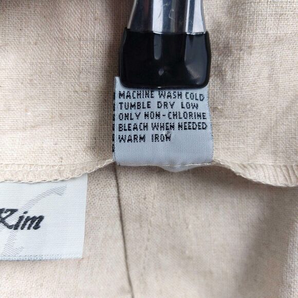 Marla Kim Skirt Sz XL Beige Linen Cotton Blend Midi Modest Slit Career Chic - Picture 10 of 12